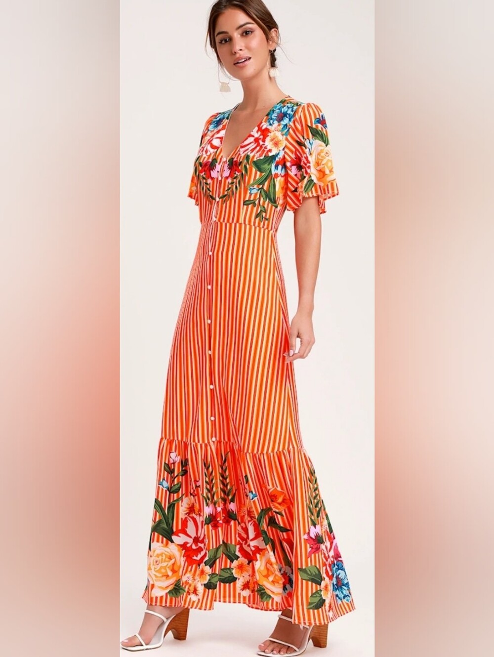 NWT Lulus Roam the Riviera Striped Button Up Maxi Dress Size Small Resortwear